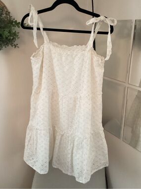 Altar'd State White Eyelet Tie-Shoulder Mini Dress